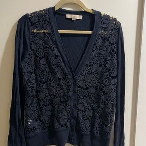 Navy eyelet cardigan